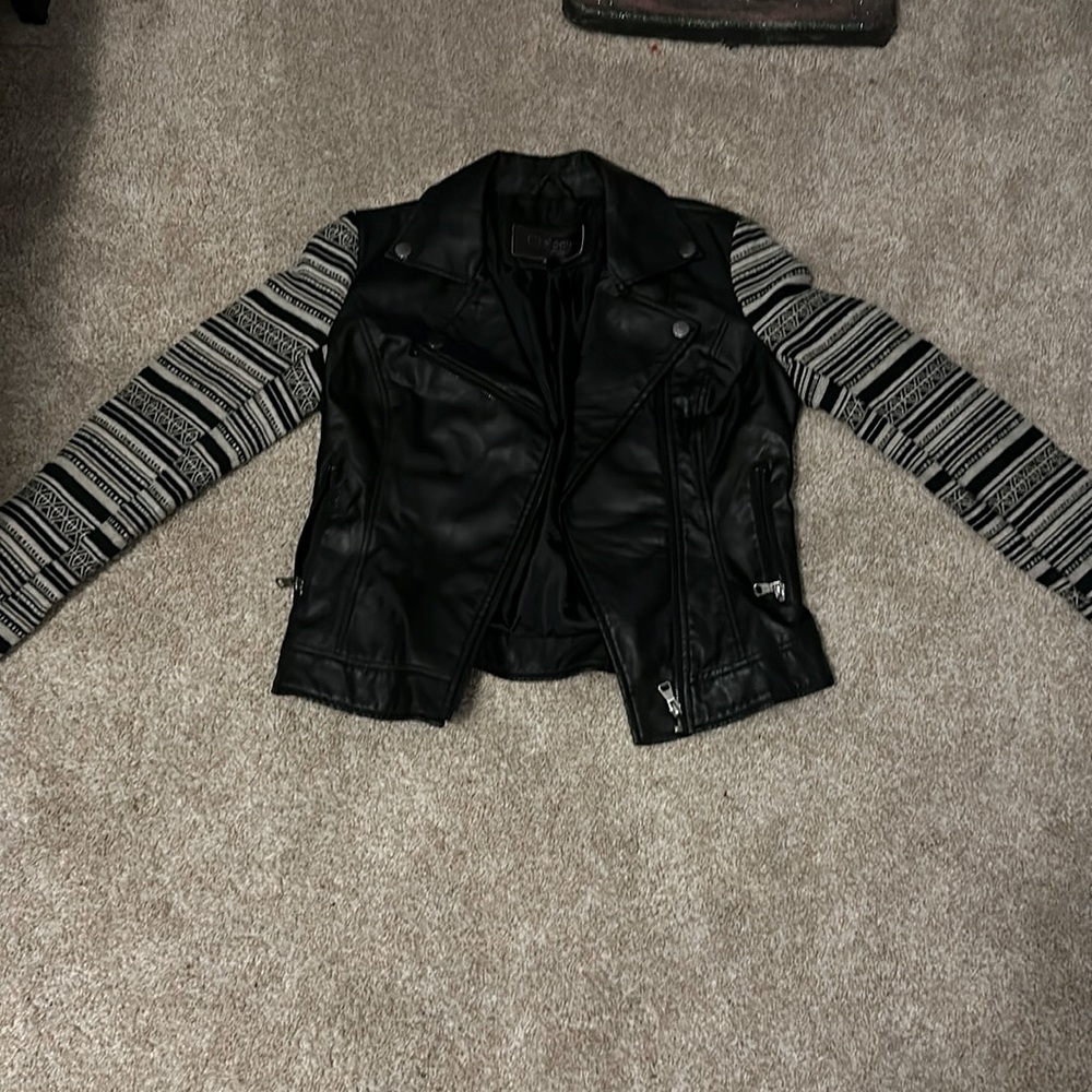 Ci sono leather and print jacket